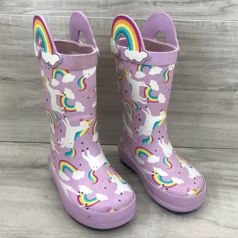 Cat & Jack unicorn purple rain boots size 5